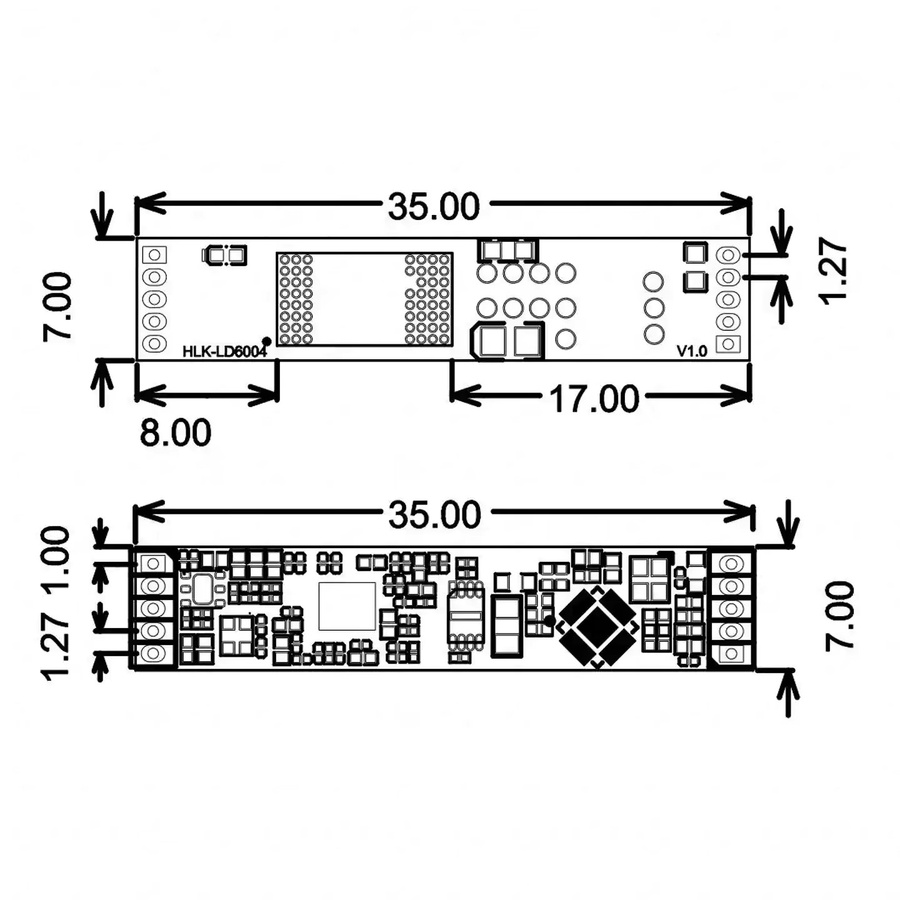 Hi-Link HLK-LD6004 57-64GHz 2T2R 3D Präsenz- und Bewegungsverfolgungs-Radarsensormodul in Blau mit UART-GPIO-Unterstützung und 1MB Flash-Speicher - Bild 2