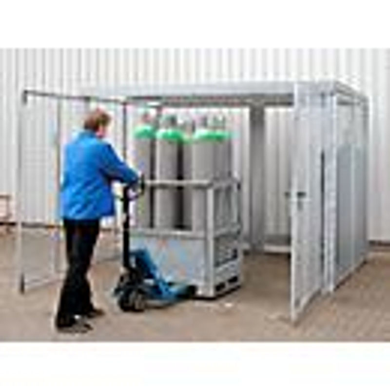 Gasflaschencontainer für den Außenbereich mit Dach und Doppelflügeltür, feuerverzinkt, Platz für 78 Flaschen - Bild 3