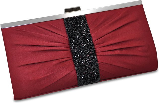 Steuer Abendtasche Bordeauxfarbene Satin-Optik, Strassbesatz, Damen - Bild 1