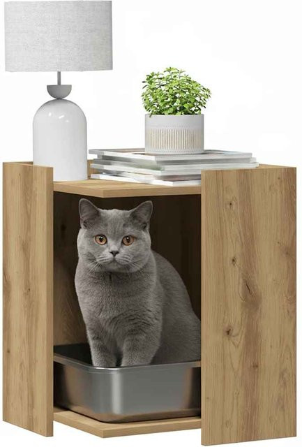 Katzenklo Yiwydaa in Eichenoptik, Farbe Braun, B/T/H: 42 x 42 x 51 cm - Bild 1