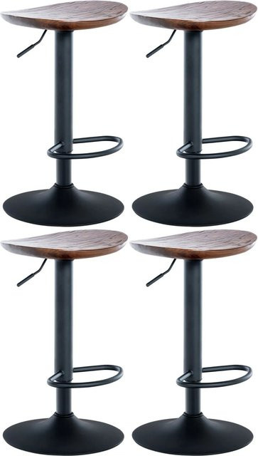 4er Set DELUKE SUZON Barhocker aus Holz in Walnuss, höhenverstellbar und drehbar, B/T/H: 41 x 38,5 x 56 cm - Bild 1