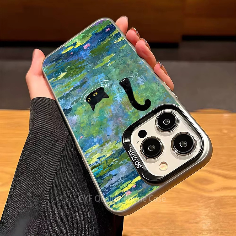 Schwarze Katze Ameise Handyhülle für Apple iPhone 11 12 13 14 15 16 Pro Max Plus mit Plating-Schutz in Schwarz und Multicolour - Bild 2