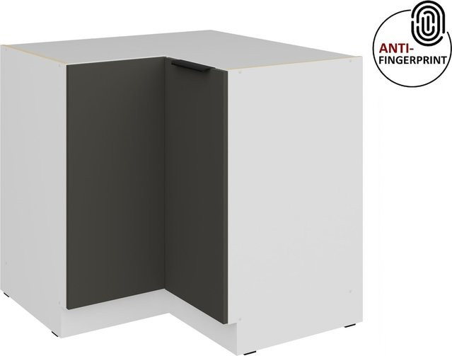 Küchen Eckschrank ARIA in Graphite matt mit Anti Fingerprint Effekt, B/T: 90 x 90 cm - Bild 1