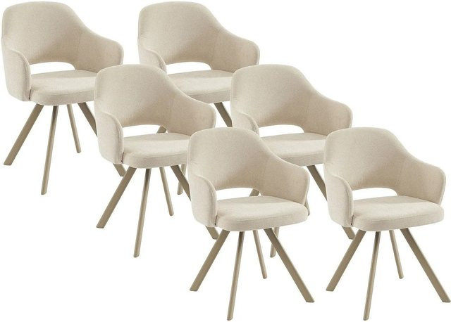 Vente-unique Stuhl Rasema in Creme mit Tweedstoff und Metallgestell, drehbar, Modern - Bild 1