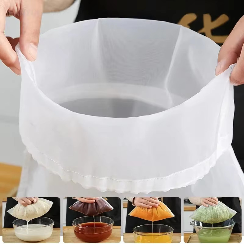 Wiederverwendbarer Nylon-Siebbeutel mit Feinmaschengewebe in Weiß zum Filtern von Joghurt, Tee, Käse, Sojamilch oder Nüssen - Bild 2