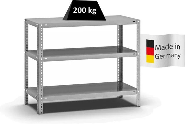 PROREGAL Fachbodenregal Medium-Duty Schraubsystem, verzinkt, Farbe: Silber, H x B x T: 80 x 100 x 40 cm, 3 Ebenen, beidseitig nutzbar - Bild 1