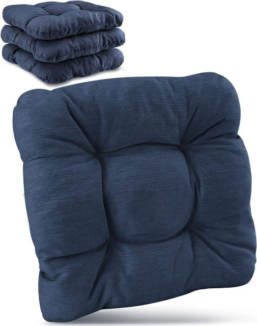 Beautissu HighLux SK Stuhlkissen 4er Set Dunkelblau B/T/H: 40 x 40 x 8 cm - Bild 1