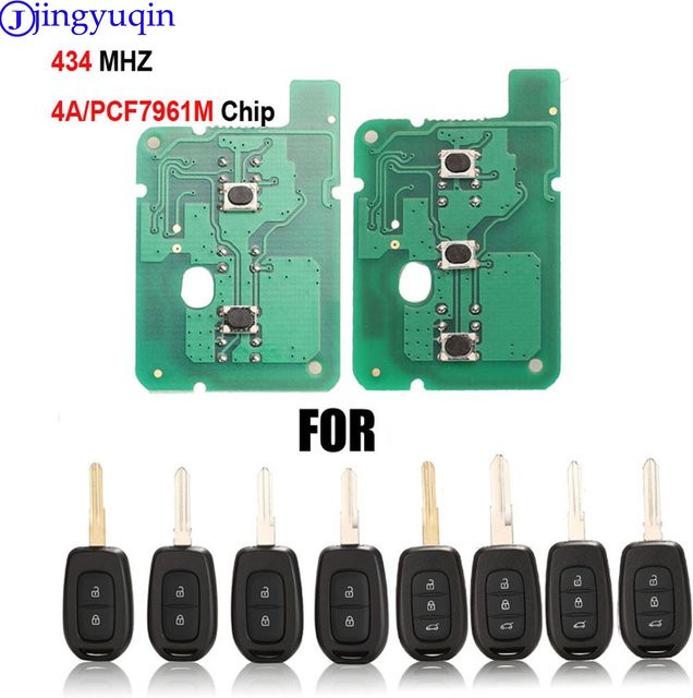 Jingyuqin 10er Set Remote Key mit 2/3 Tasten, 434MHz und 4A PCF7961M Chip in Grün für Renault Sandero und Dacia Logan - Bild 1