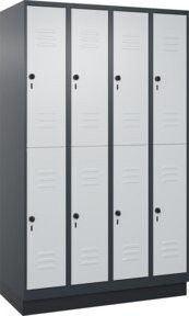 C+P Doppelstock-Spind Classic PLUS mit Sockel, 4 Abteile, Farbe: Lichtgrau, H x B x T: 195 x 120 x 50 cm - Bild 1