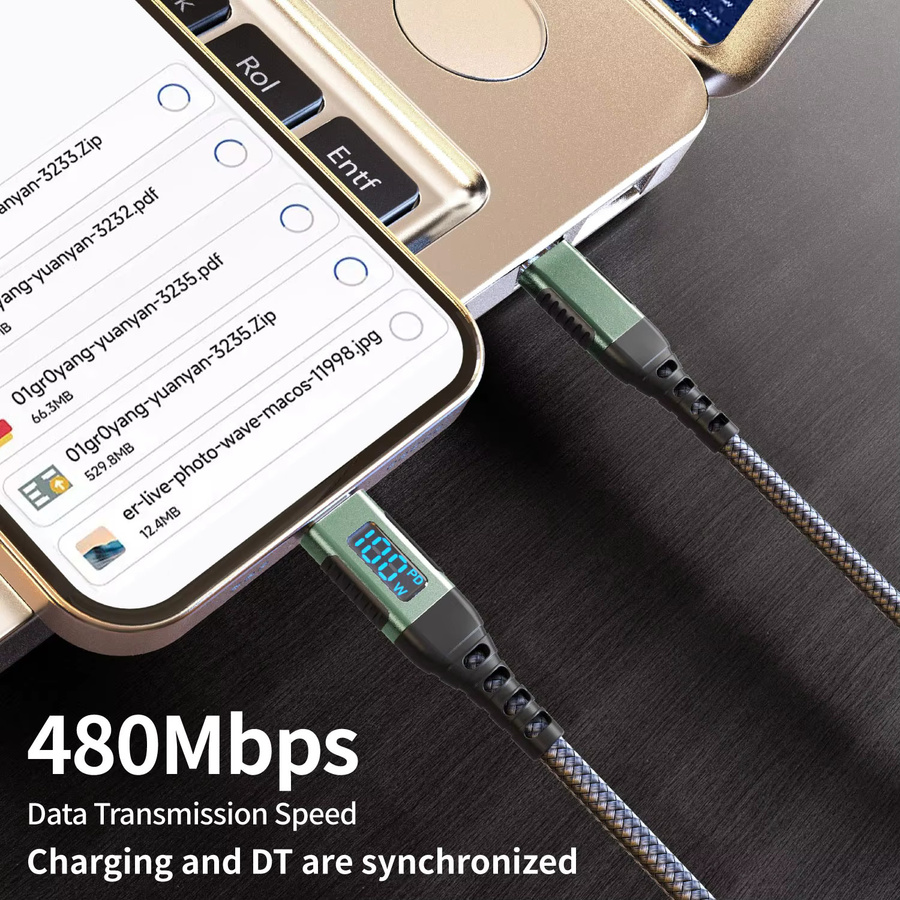 KakuuCa USB-C zu USB-C Kabel, 100W Ladekabel in Grün für iPhone 17/16/15, MacBook, iPad, Dell XPS und Samsung Galaxy S25/S24 - Bild 3