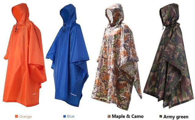 Multifunktionaler wasserdichter Regenmantel und Regenponcho von Zihan in Camouflage und Ahorn mit Rucksack-Abdeckung und Camping-Plane aus Polyester - Bild 1