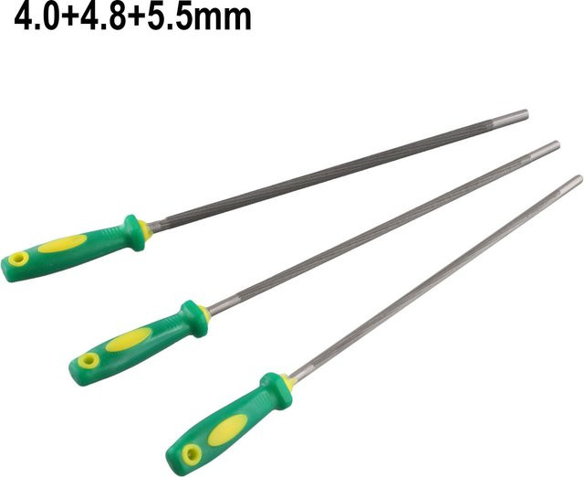 Vibratite 3er-Set Rundfeilen zum Schärfen von Kettensägen mit 4 mm, 4,8 mm und 5,5 mm Durchmesser - Bild 1
