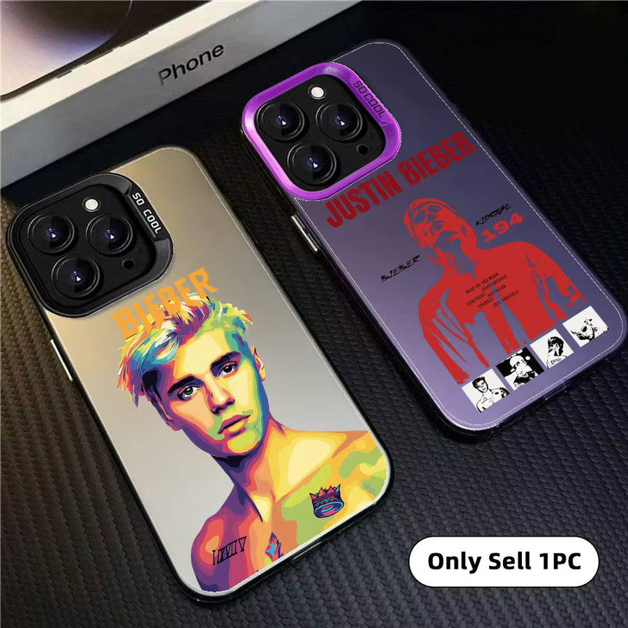 Justin Bieber Designer Handyhülle für iPhone 17 16 15 14 13 12 11 Pro Max Matt Laser Aurora Design - Bild 2