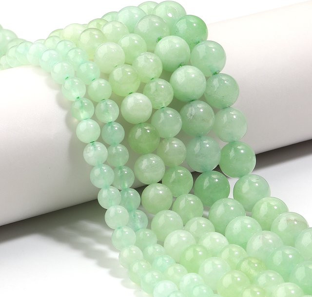 Louleur Natursteinperlen, grüne Jade, rund, 6 8 10 mm - Bild 1