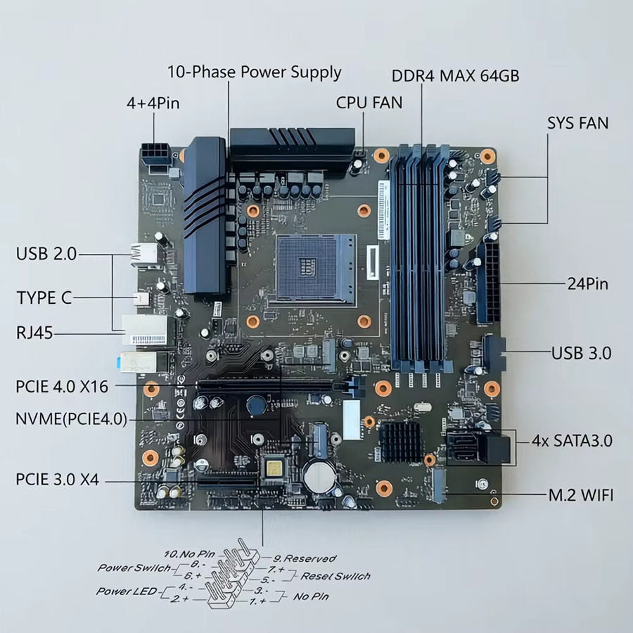 AMD Ryzen 5000 Gaming-Kit mit B550M Micro-ATX Mainboard, DDR4 3200MHz, M.2 NVMe PCIe 4.0 und WiFi, Schwarz - Bild 3