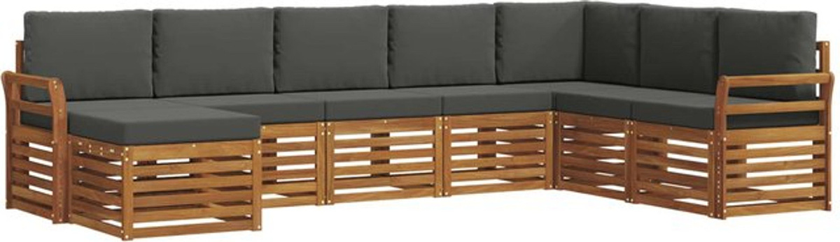 vidaXL Outdoor-Sofagarnitur aus Akazienholz mit 8-teiligem Kissen-Set in Natur und Anthrazit - Bild 1