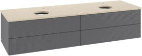 V&B Waschtischunterschrank Antao mit Frontstruktur und Beleuchtung, Anthrazit lackiert, B: 160 cm, T: 50 cm - Bild 1