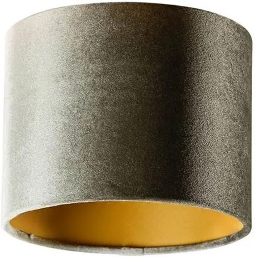 QAZQA Samtlampenschirm Grün mit goldener Innenseite, rund, E27, Durchmesser: 18 cm, Höhe: 14 cm - Bild 1