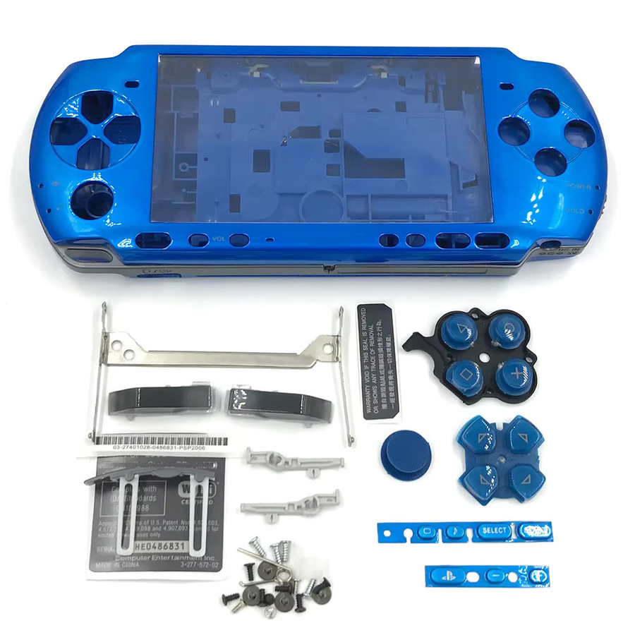 Kinglosoo Ersatzgehäuse für PSP 3000 Konsole mit Tasten-Set und Schrauben im Retro-Design in Gelb und Blau - Bild 1