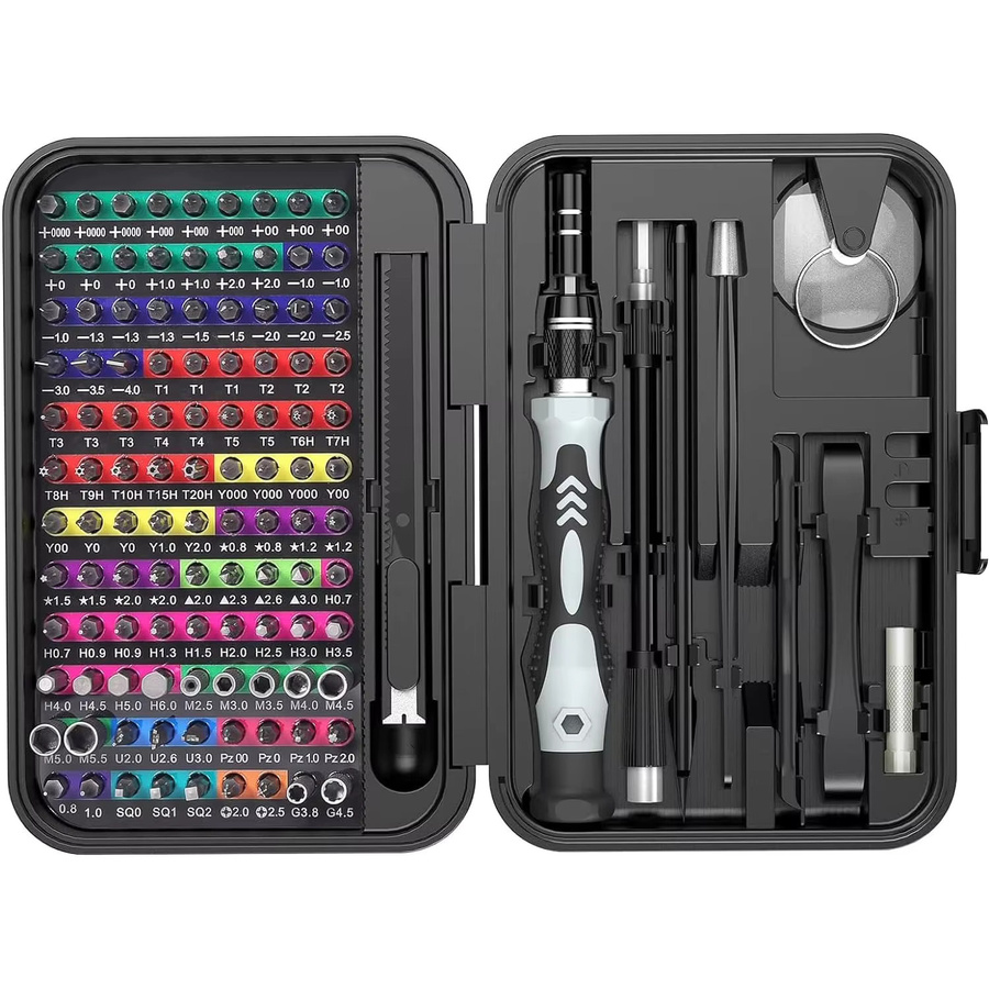 132-in-1 Präzisions-Schraubendreher-Set in Schwarz mit magnetischen Werkzeugen für Handy- und Computer-Reparaturen - Bild 5
