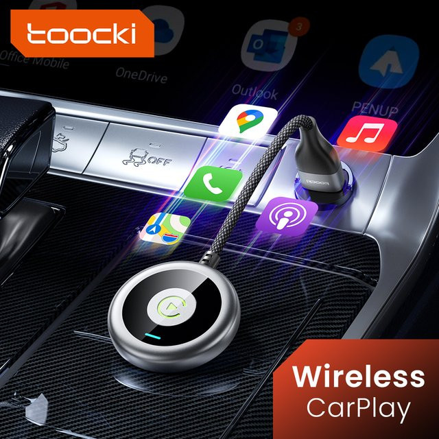 Toocki Wireless CarPlay Adapter mit Bluetooth 5.0 in Silber für Audi, BMW, Toyota und Ford - Bild 1