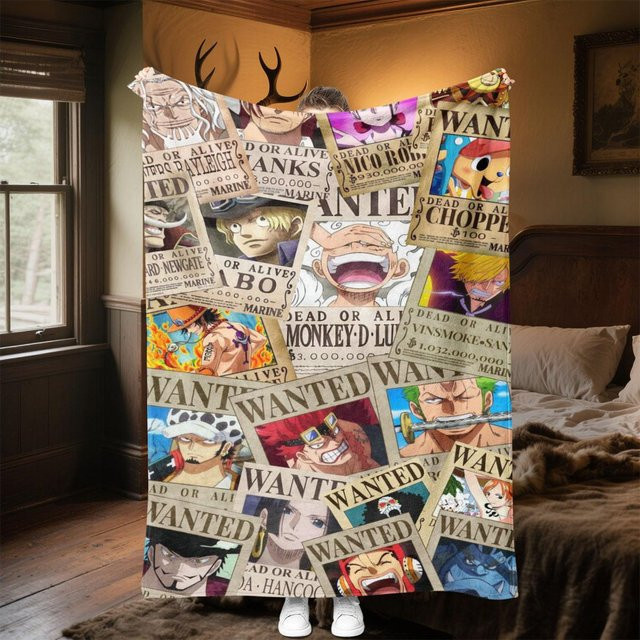 Yun Heng Four One Piece Luffy Flauschdecke aus Flanell, Mehrfarbig, B/T: 150 x 200 cm - Bild 1