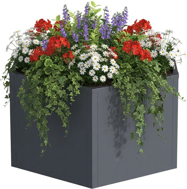 Relaxdays Hochbeet aus Stahl in Grau ohne Boden, B: 100 cm, T: 87 cm, H: 52 cm - Bild 1