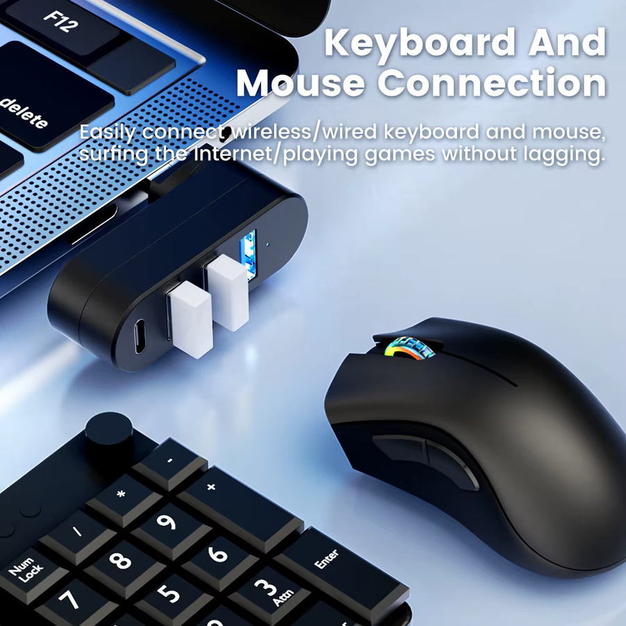 Mrgabwte 7-in-1 USB-Hub mit USB 2.0 Anschlüssen und Ein/Aus-Schalter, tragbarer USB-Expander für Laptops in Schwarz oder Weiß - Bild 4