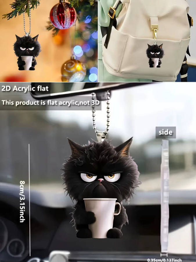 2D Fun Coffee Schlüsselanhänger, Schwarze Katze, Acryl, Unisex - Bild 7