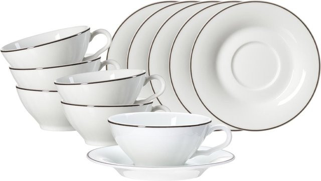 Ritzenhoff & Breker Teetassen mit Untertassen Ostfriese aus Porzellan, Weiß, 6er Set, 100 ml - Bild 1