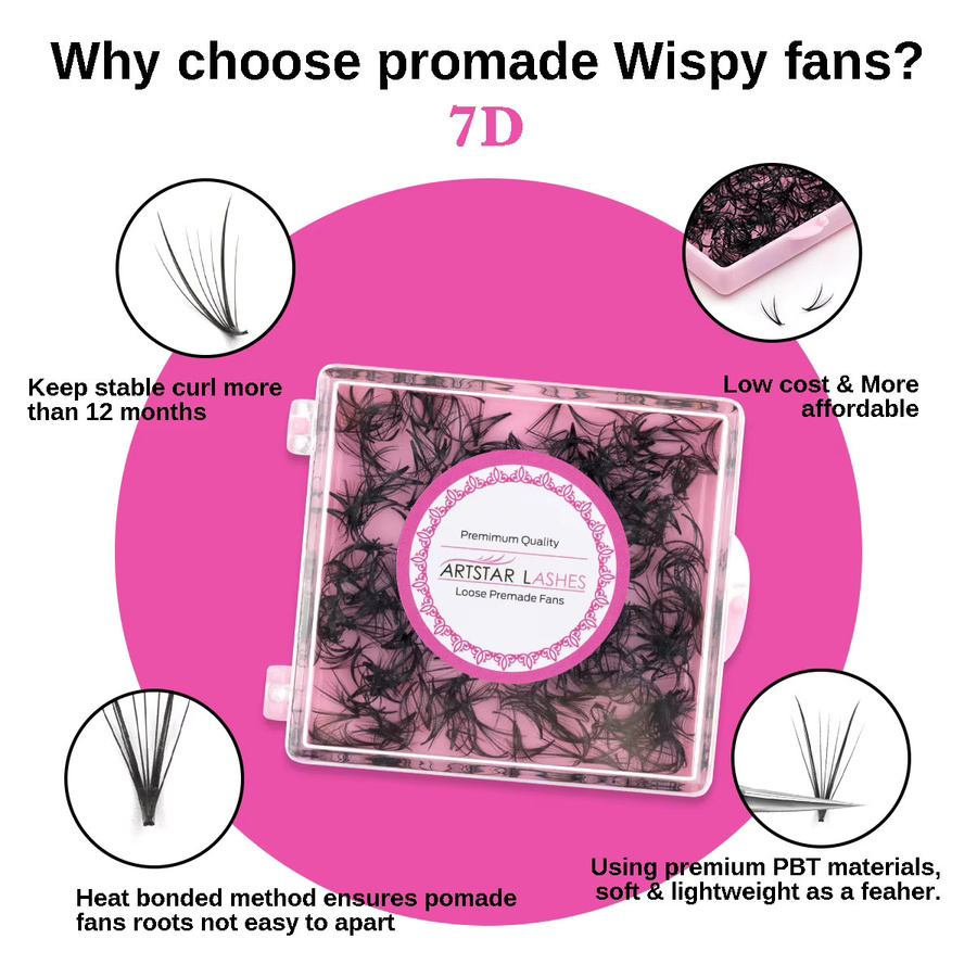 ARTSTAR 7D Wispy Fan Wimpern, 500 Fächer, Spitze Basis, 5+2D Spike - Bild 3