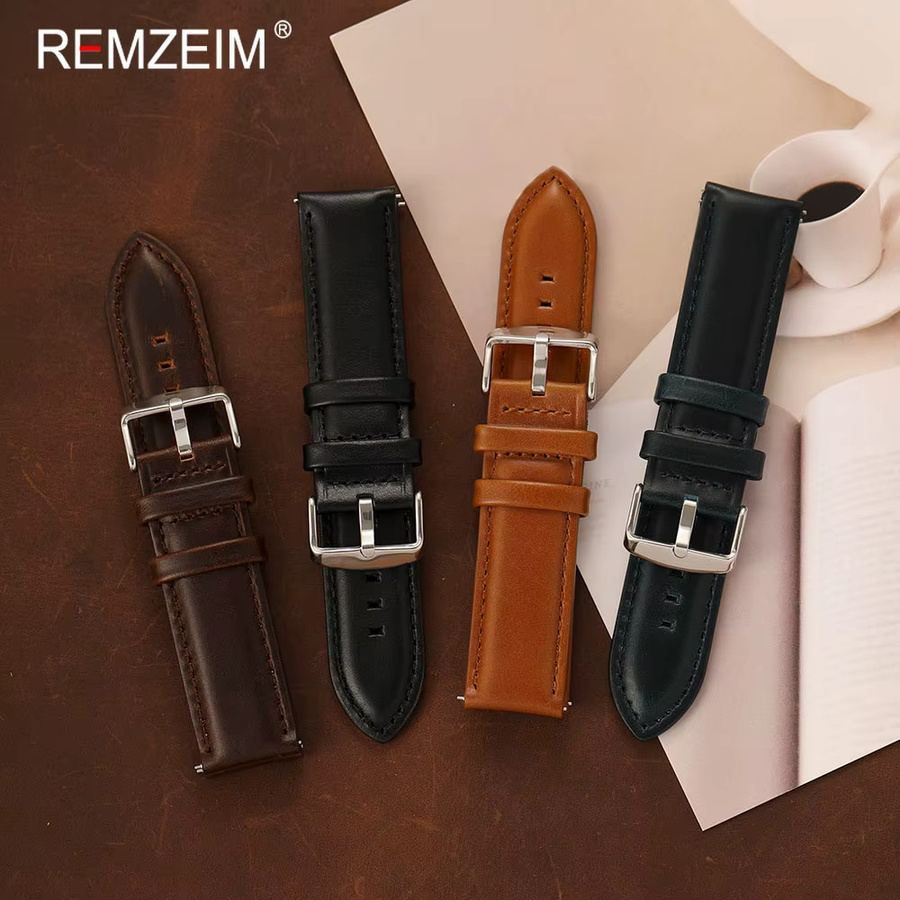 REMZEIM Uhrenarmband Kalbsleder, Schwarz, Herren, 20 mm, 22 mm - Bild 2