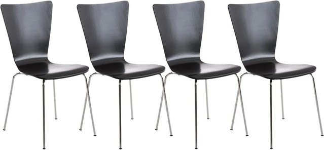 DELUKE 4er Set Besucherstuhl TOKYO Konferenzstuhl und Bürostuhl aus Holz und Metall in Schwarz, B/T/H: 43 x 50 x 84 cm - Bild 1