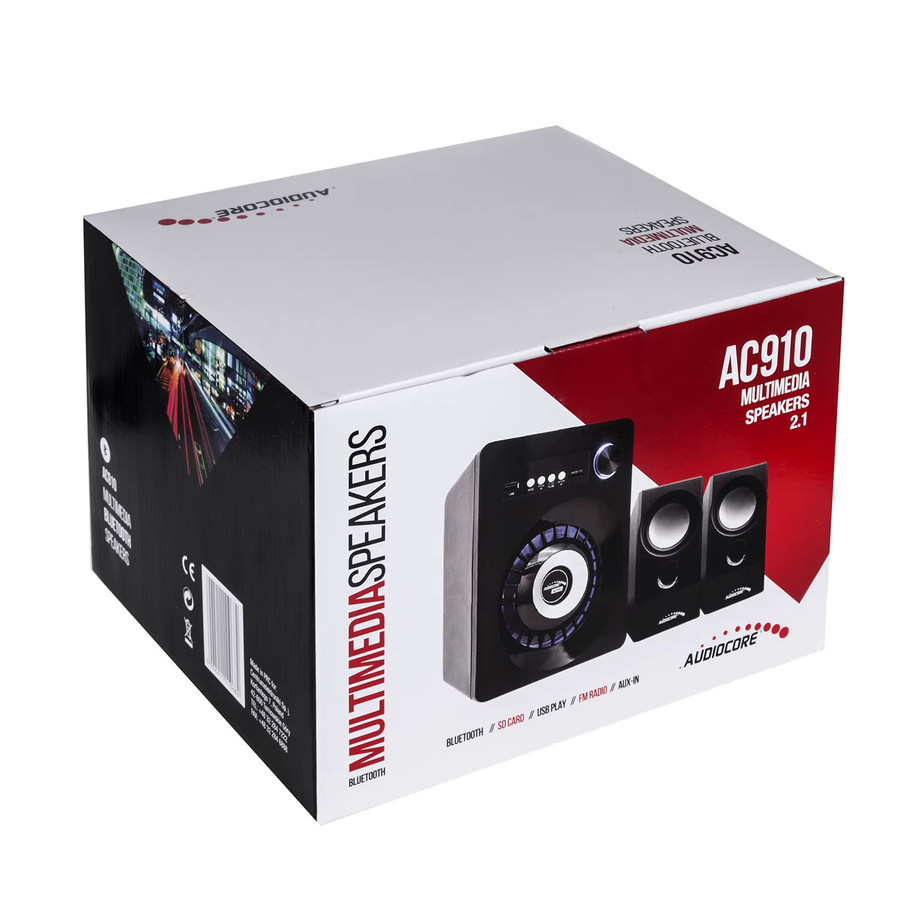 Audiocore AC910 Bluetooth-Lautsprecherset 2.1 in Schwarz mit FM-Radio, TF-Karteneingang, AUX und USB-Stromversorgung - Bild 6
