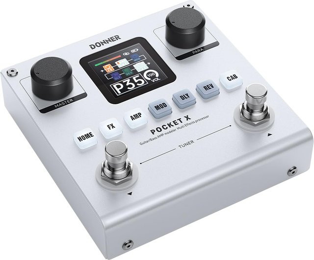 Donner PocketX Pedal für Gitarre und Bass mit 20 Verstärkern, kompatibel mit Multi-Effekt-Modellen, Weiß - Bild 1
