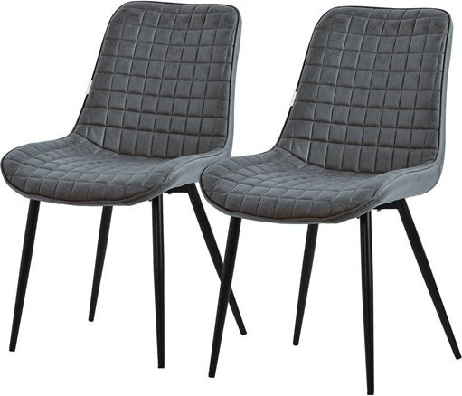 ML-Design Esszimmerstuhl 2er Set Anthrazit mit Kunstlederbezug und Stahlbeinen - Bild 1