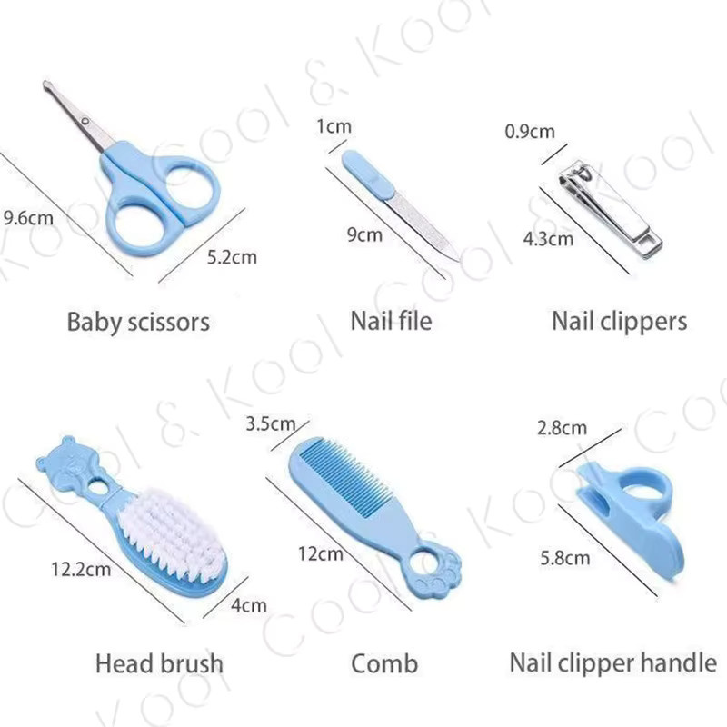 momo&dudu Baby-Hygiene- und Pflegeset, 6-teiliges Nagel- und Haarpflege-Werkzeugset für Kinder in Blau - Bild 2