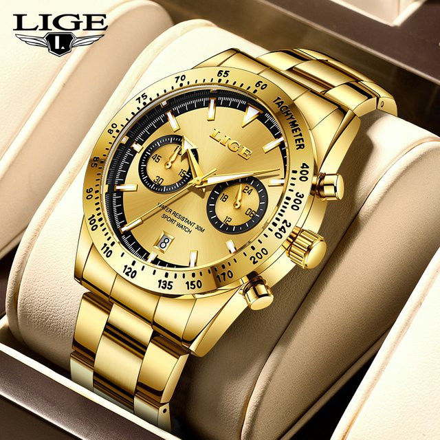 LIGE Armbanduhr Quarz, Edelstahl, Datum, Herren - Bild 1