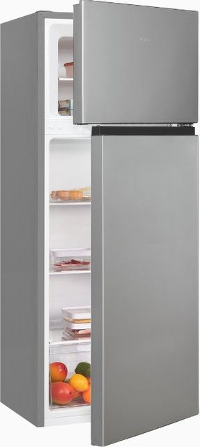 Exquisit KGC270-45-010E Kühl-Gefrierkombination in Silber mit Gefrierfach oben und umkehrbarer Tür - Bild 1