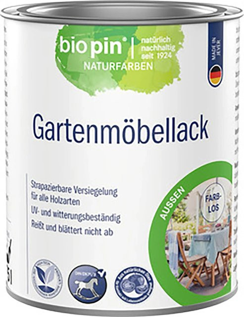 Biopin Gartenmöbellack farblos glänzend wetterfest und kratzfest 0,75 l - Bild 1
