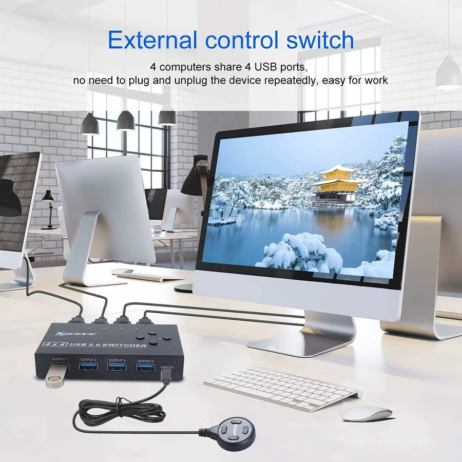 MZX USB 3.0 KVM-Switch 4 in 4 out Wahlschalter für 4 Hosts und 4 USB-Geräte, Schwarz - Bild 5