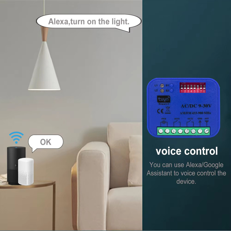 Tuya WIFI Smart Garage Toröffner Universal RF Receiver 300-900 MHz mit Alexa Steuerung - Bild 2