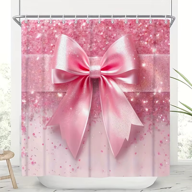 VIKAMA Duschvorhang Pink Shining Diamond Bow, wasserdicht und schimmelfest, B/H: 90 x 180 cm - Bild 2