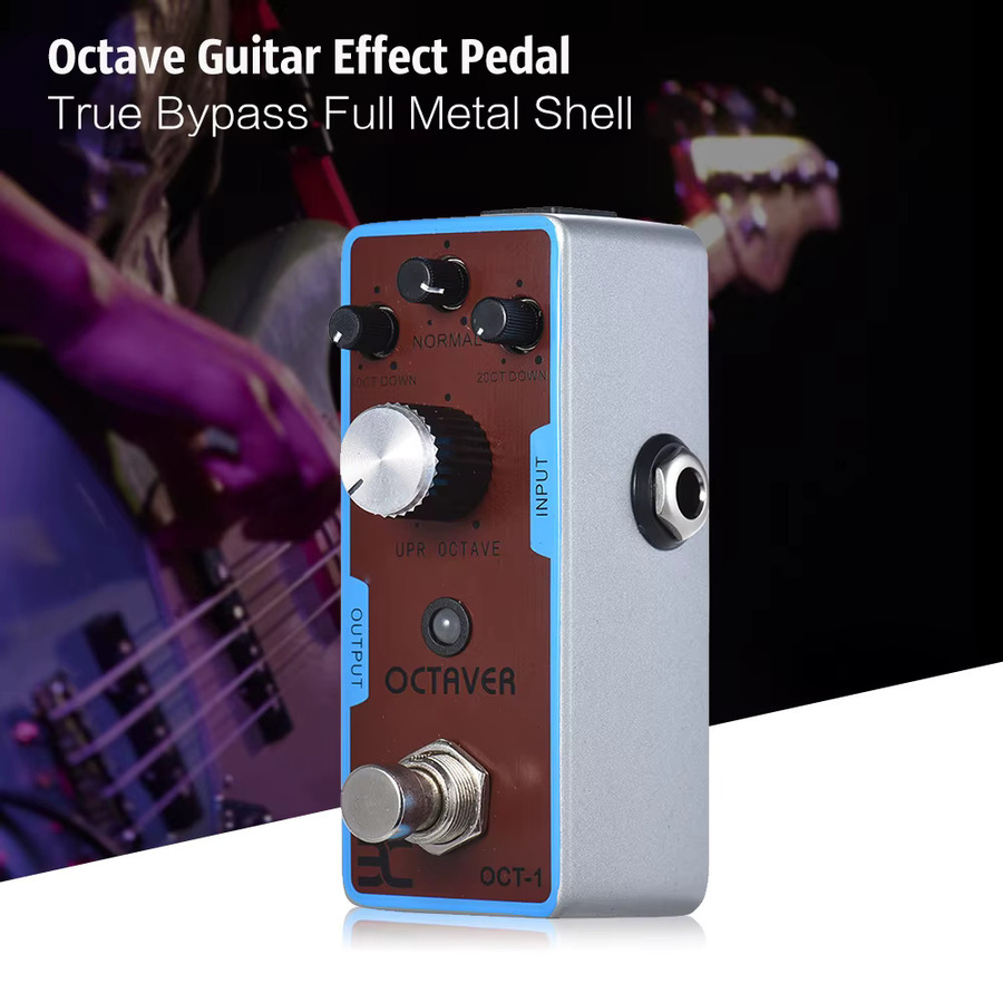 ENO EX OCT-1 Mini Octave Gitarren-Effektpedal mit True Bypass und Vollmetallgehäuse in Braun für E-Gitarre und Bass - Bild 2