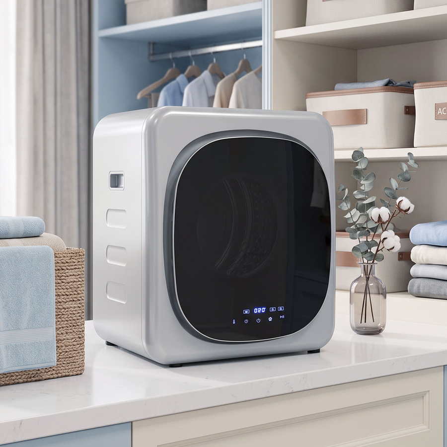 HOMCOM Mini Wäschetrockner Silber, Ablufttrockner mit 6 Programmen, 4 kg Kapazität, 800W, LED-Touchscreen, freistehend oder wandmontierbar - Bild 2