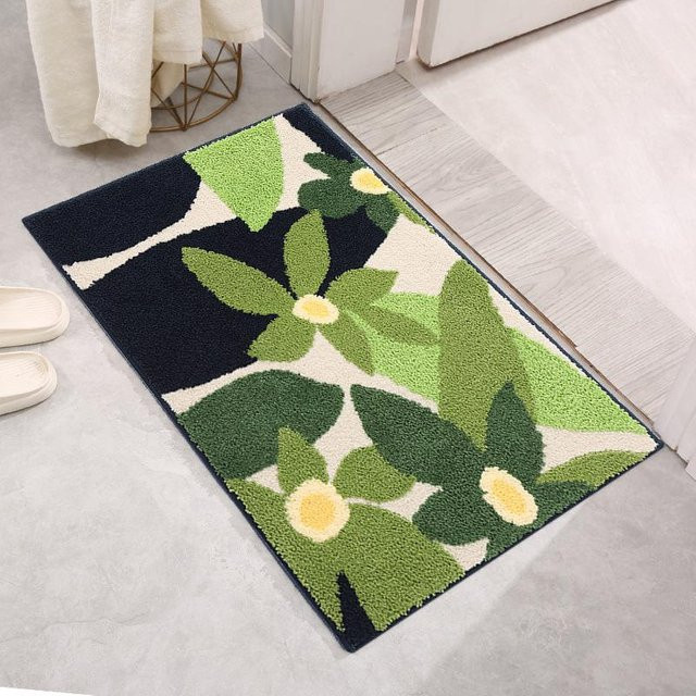 Yiran Furniture Anti-Rutsch-Matte mit Moosbeflockung aus Polyester, B/B: 50 x 80 cm, Farben: Schwarz, Grau, Grün - Bild 1