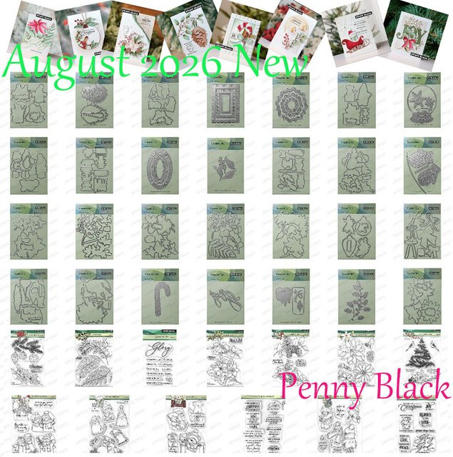 Penny Black Weihnachts-Metallstanzformen in Karmesinrot und Silber für DIY Scrapbooking und Kartenherstellung - Bild 1