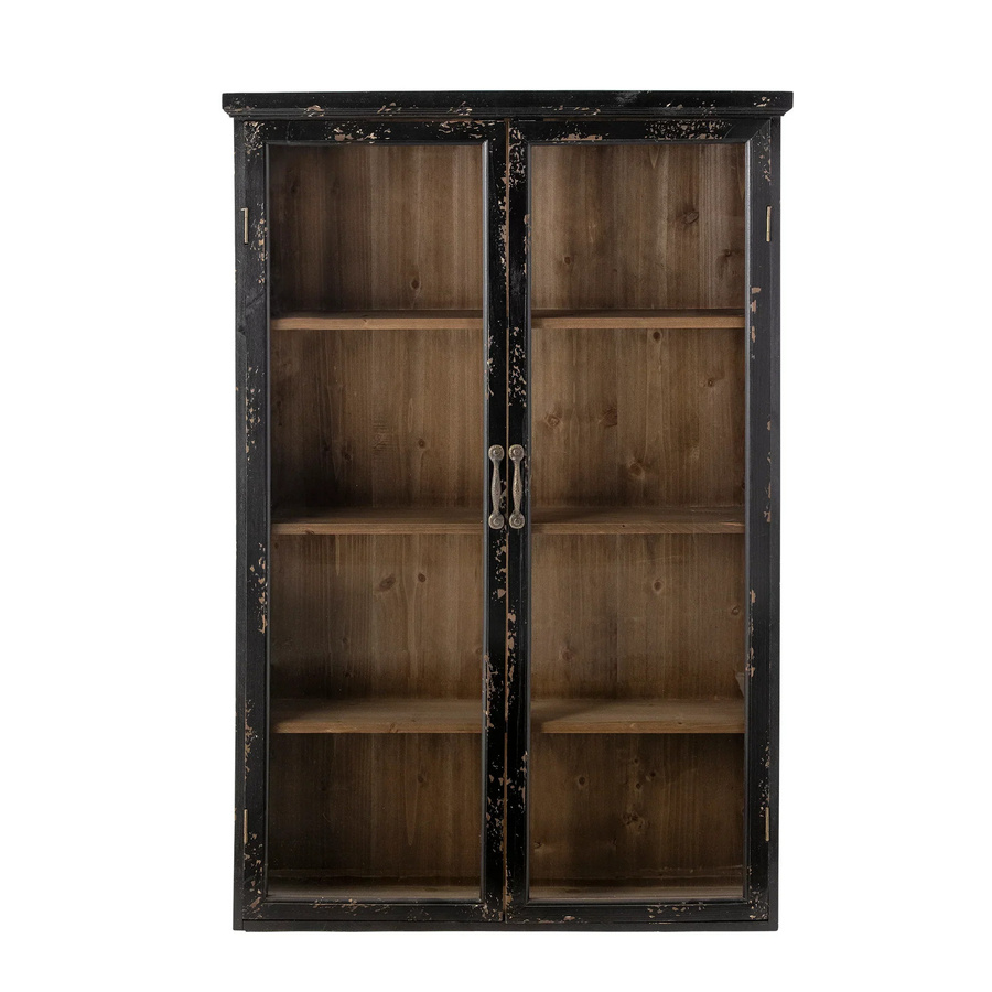 Bloomingville Schrank Hazem aus schwarzem Kiefernholz mit Glastüren, Höhe: 81 cm, Breite: 122 cm - Bild 1
