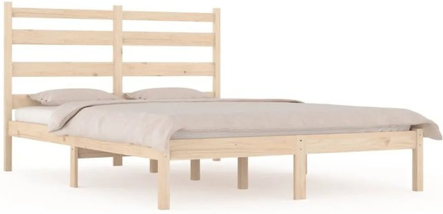 vidaXL Massivholzbett aus Kiefer in Braun, rustikales Bett Unbehandelt, B/T/H: 140 x 200 cm - Bild 1
