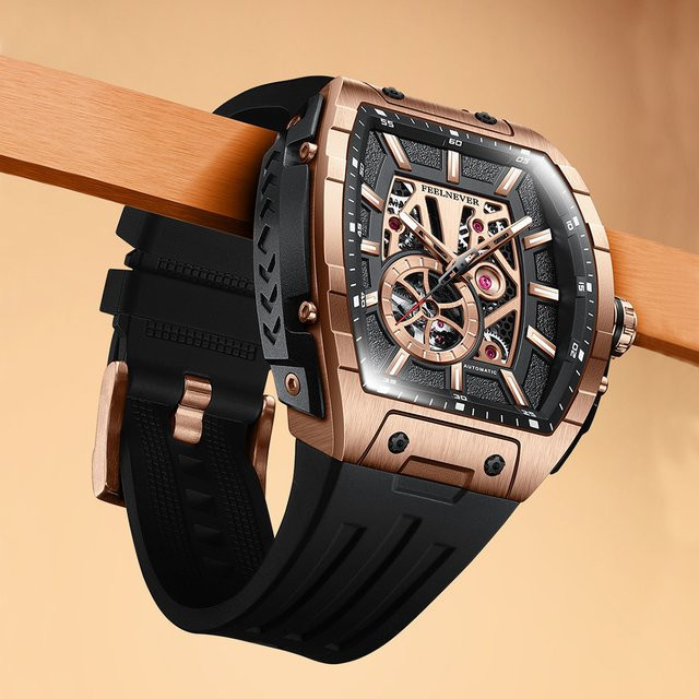 FeelNever Armbanduhr Tourbillon, Automatik, Gold, Herren, Saphirglas, Leuchtzeiger - Bild 1